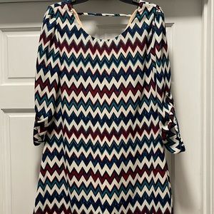 Womens Speechless Chevron three quarter sleeve dress- Medium